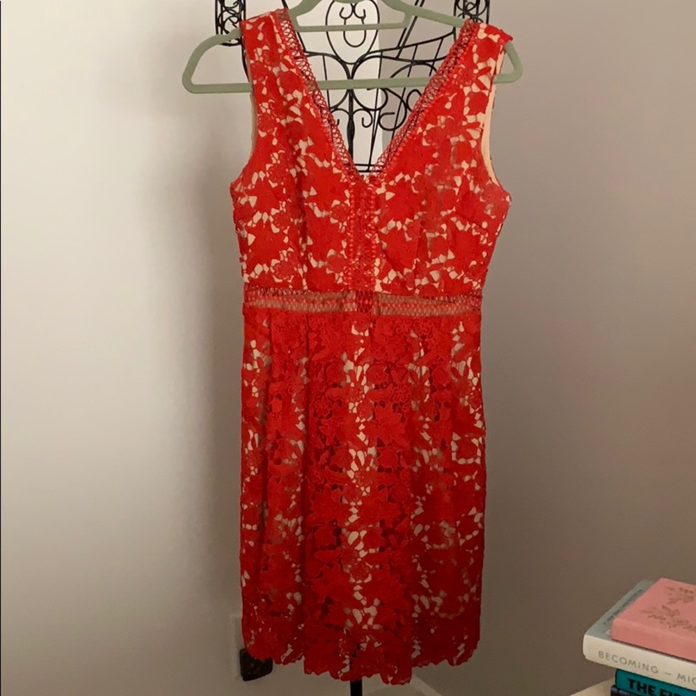 Red lace dress